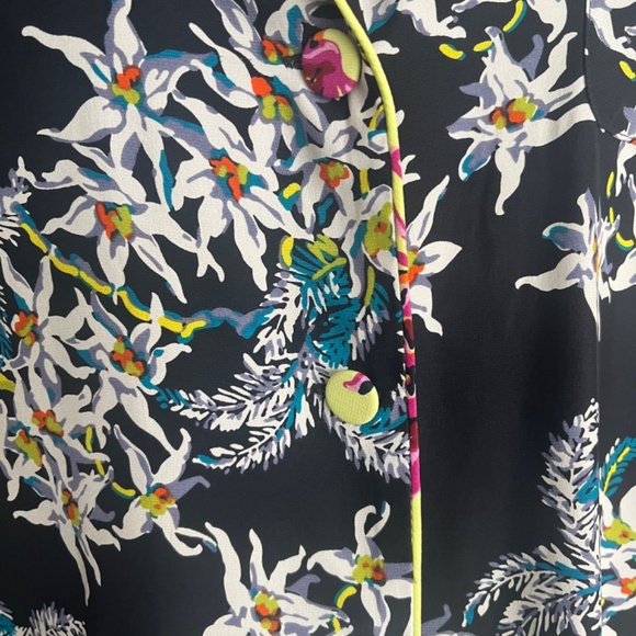 Cinq a Sept Juliet Floral Print Silk Button Front Pajama Style Casual Blouse Top - Picture 11 of 14